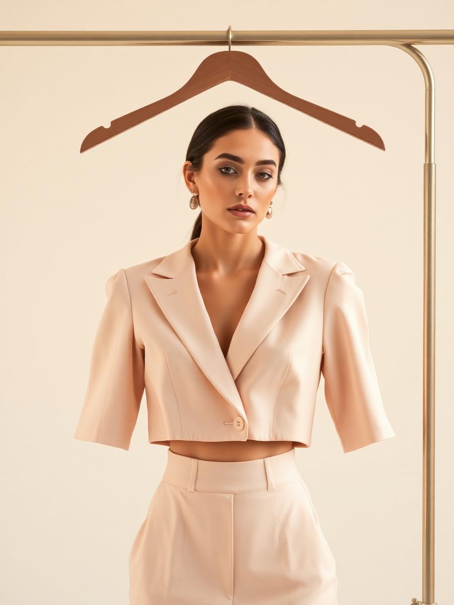 Cropped Alfaiataria Nude na cor Nude